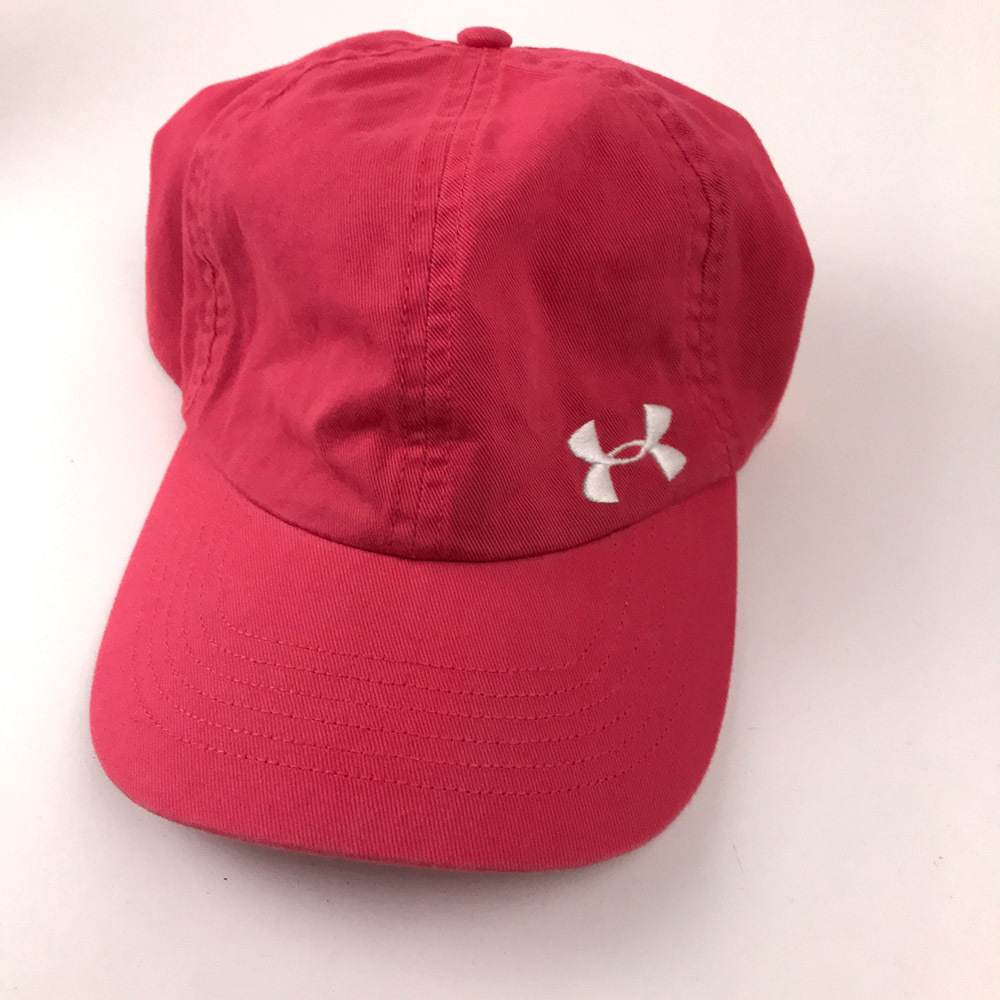 UA Under Armour pink cotton hat with small white offset logo